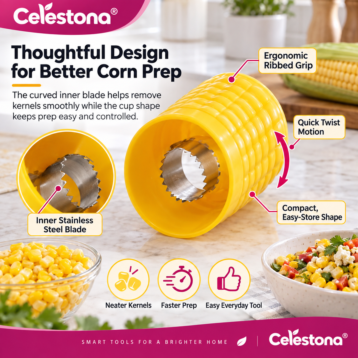 Celestona® CornEase Stainless Steel Corn Cutter