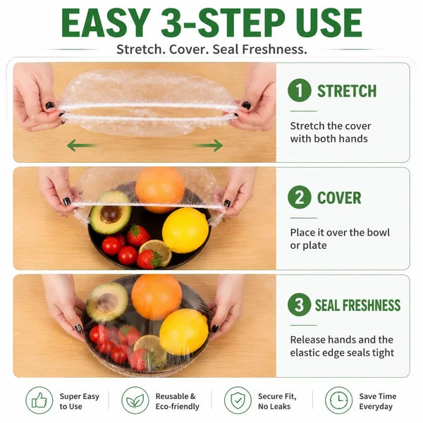 100PCS Disposable Stretch Food Covers for Bowls & Plates 💝
