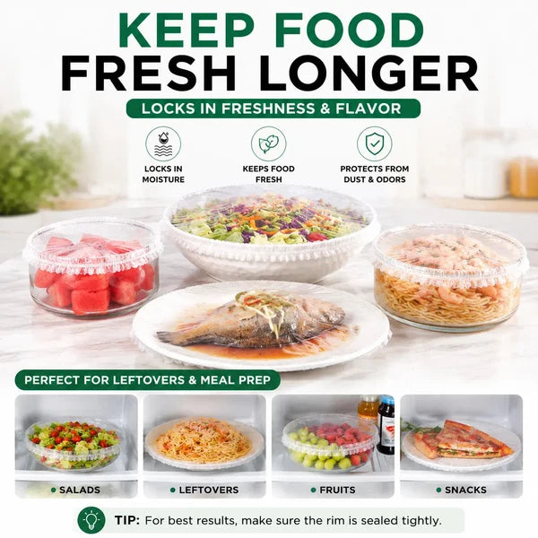 100PCS Disposable Stretch Food Covers for Bowls & Plates 💝