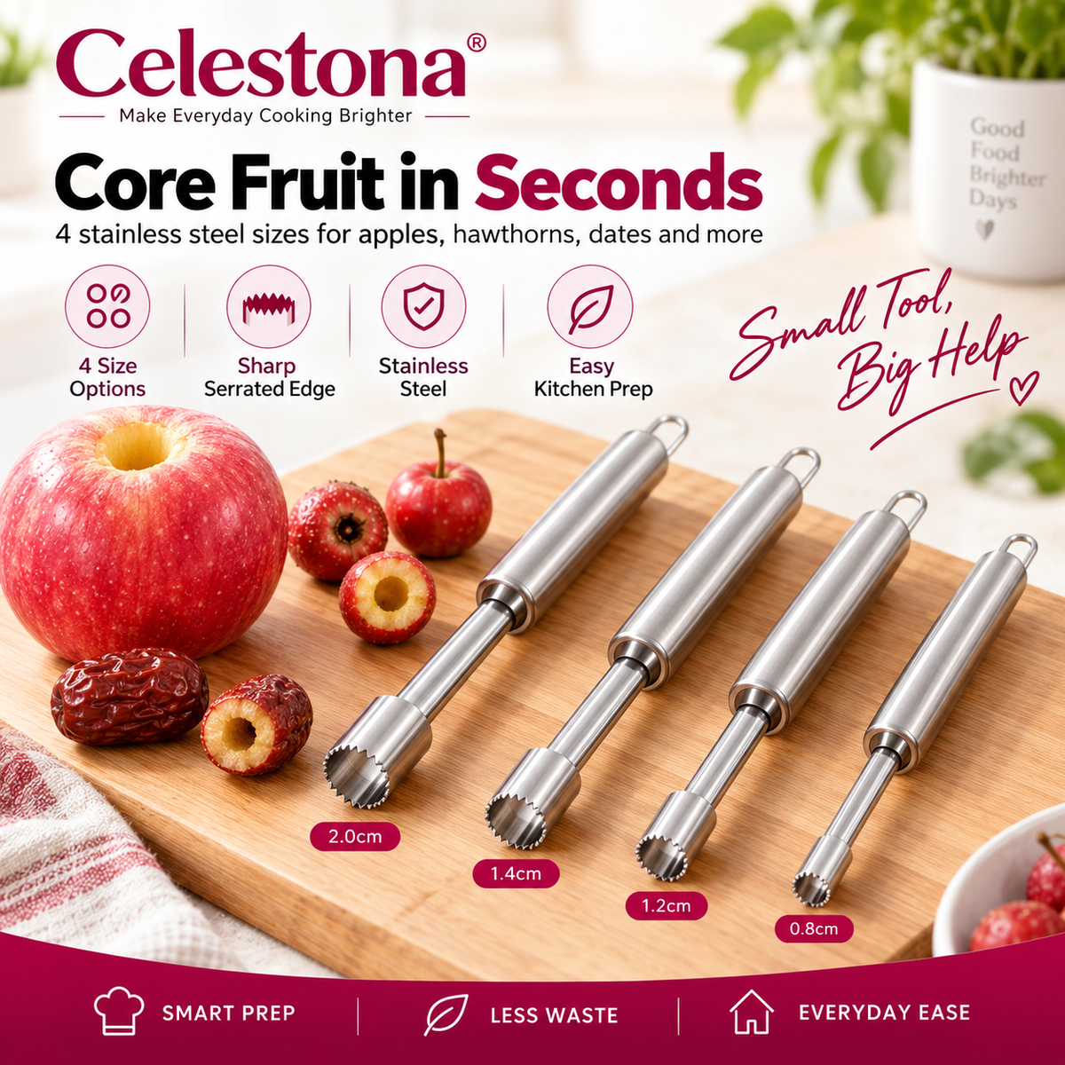 Celestona® CoreMaster 4-Piece Fruit Corer Set