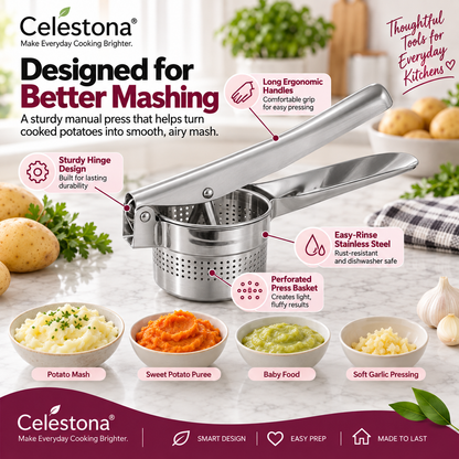 Celestona® SmoothMash Pro Stainless Steel Potato Masher