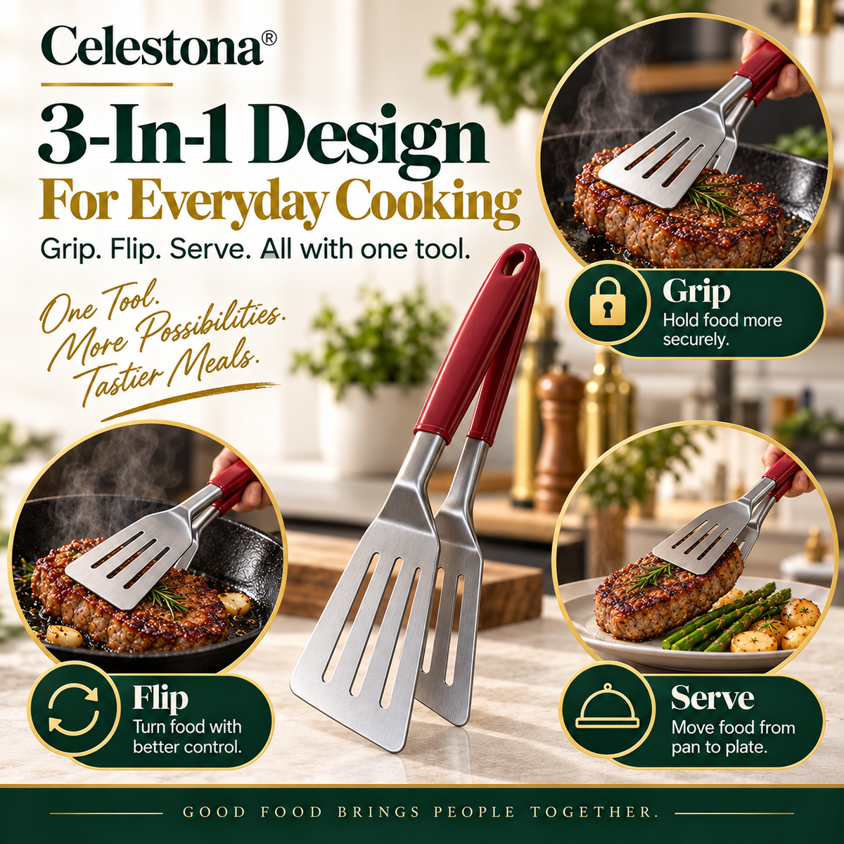 Celestona® GripFlip 3-in-1 Steak Clamp 💝