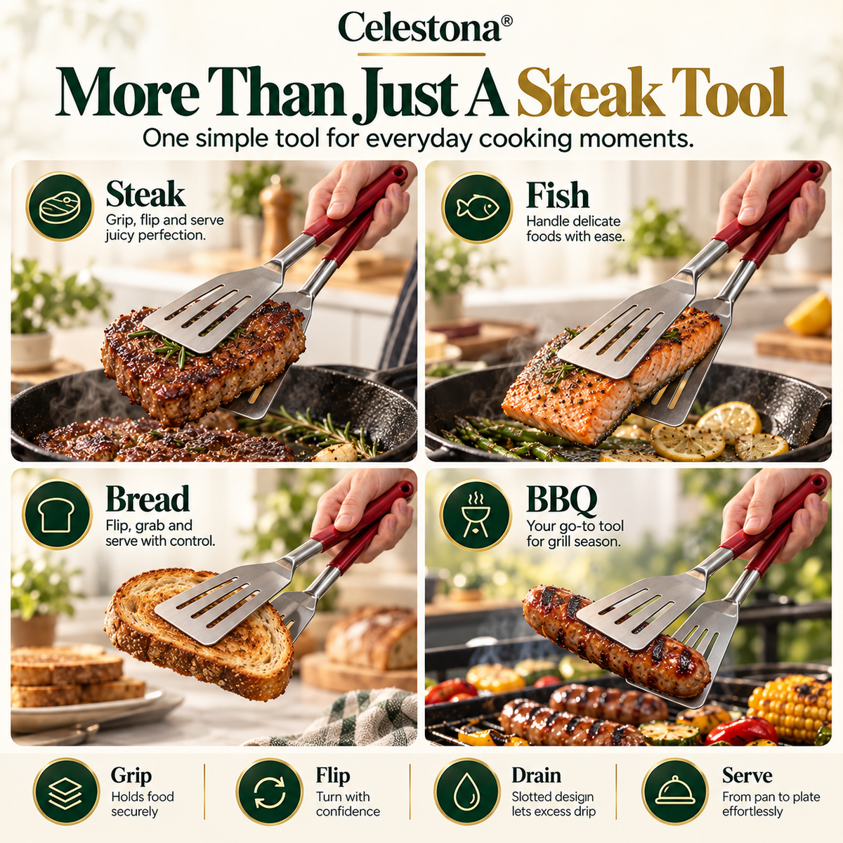 Celestona® GripFlip 3-in-1 Steak Clamp 💝