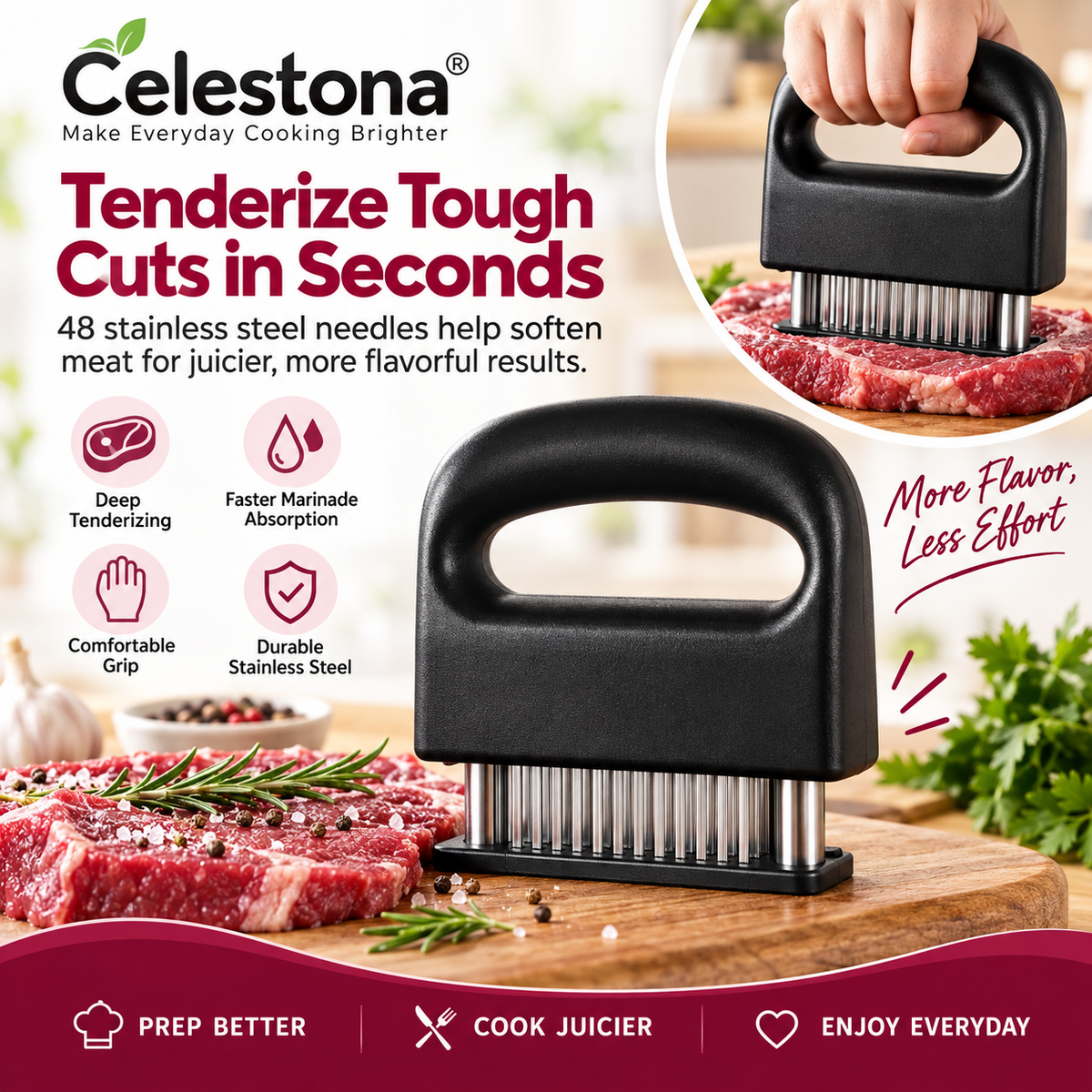Celestona® TenderPro 48-Pin Meat Tenderizer