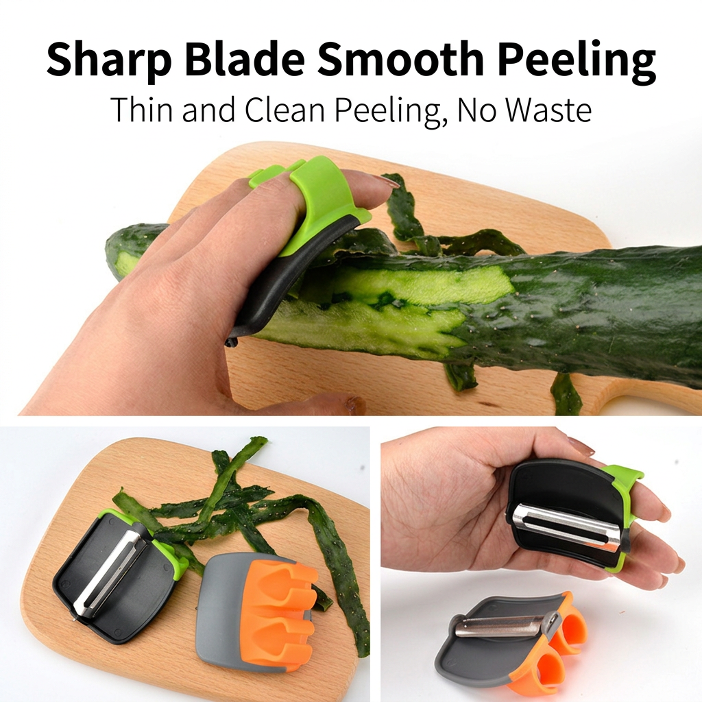 🥕 2Pcs Palm Hand Vegetable Peeler | Non-slip Rubber Finger Grips
